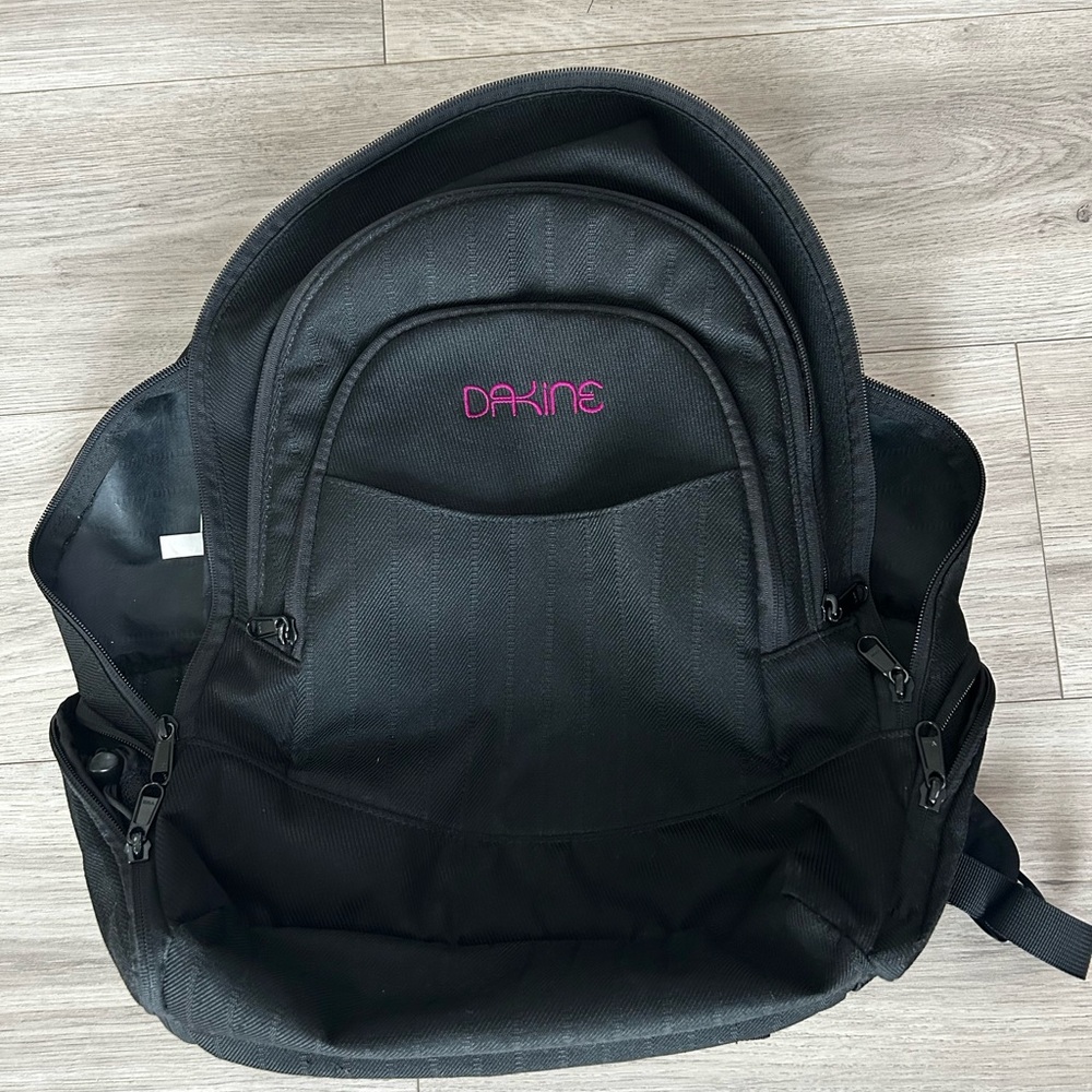 Dakine Black Backpack with Pink Embroidered Logo